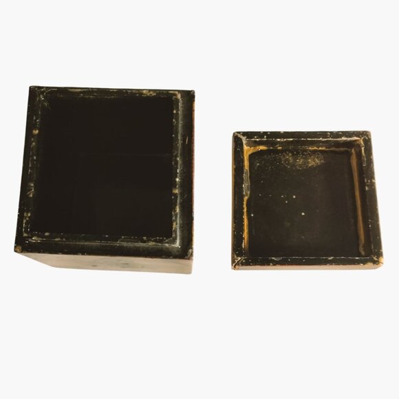 Hand Painted Wooden Christmas Tree Design Decorative Storage Box Gold Green - Picture 8 of 10